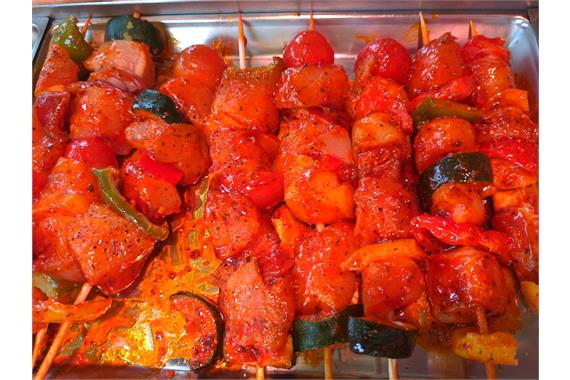 Piri Piri chicken and veg skewers